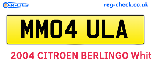 MM04ULA are the vehicle registration plates.