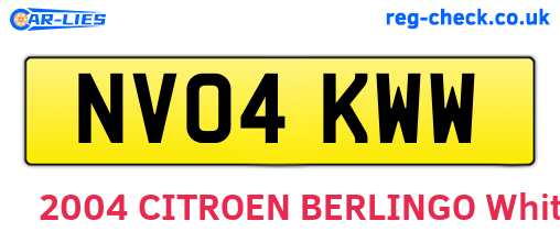 NV04KWW are the vehicle registration plates.