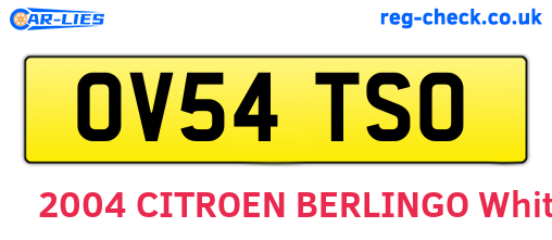 OV54TSO are the vehicle registration plates.