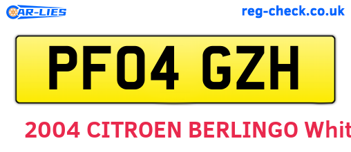 PF04GZH are the vehicle registration plates.