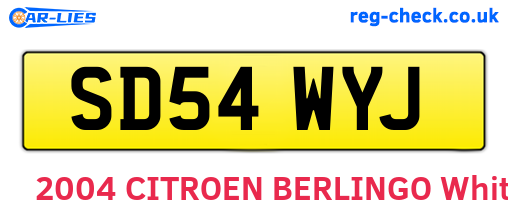 SD54WYJ are the vehicle registration plates.