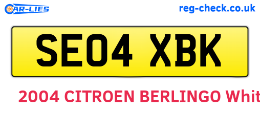 SE04XBK are the vehicle registration plates.