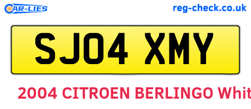 SJ04XMY are the vehicle registration plates.