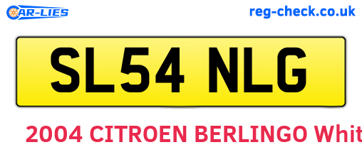 SL54NLG are the vehicle registration plates.