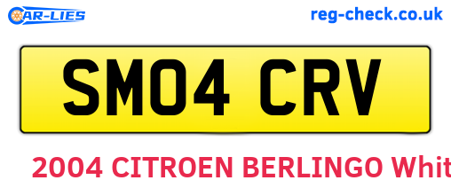 SM04CRV are the vehicle registration plates.