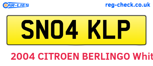 SN04KLP are the vehicle registration plates.