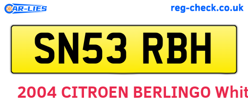 SN53RBH are the vehicle registration plates.