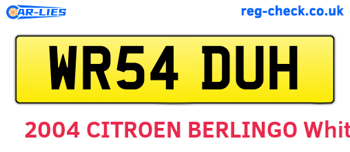 WR54DUH are the vehicle registration plates.