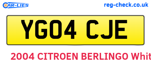 YG04CJE are the vehicle registration plates.