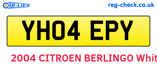 YH04EPY are the vehicle registration plates.