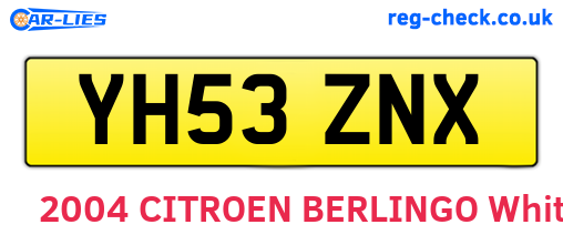 YH53ZNX are the vehicle registration plates.