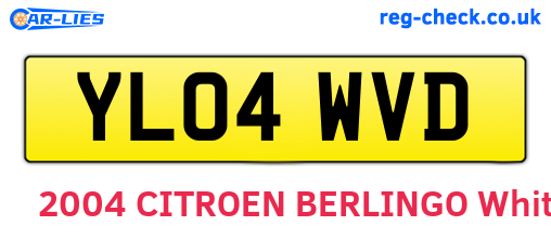 YL04WVD are the vehicle registration plates.