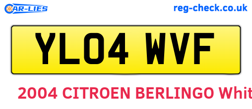 YL04WVF are the vehicle registration plates.