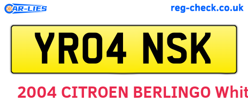 YR04NSK are the vehicle registration plates.
