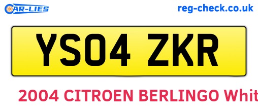YS04ZKR are the vehicle registration plates.