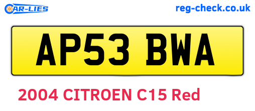 AP53BWA are the vehicle registration plates.