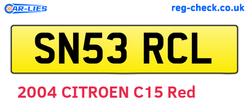 SN53RCL are the vehicle registration plates.