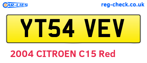 YT54VEV are the vehicle registration plates.