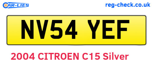 NV54YEF are the vehicle registration plates.