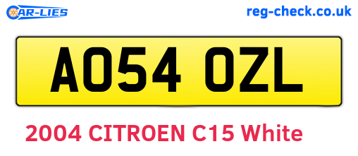 AO54OZL are the vehicle registration plates.