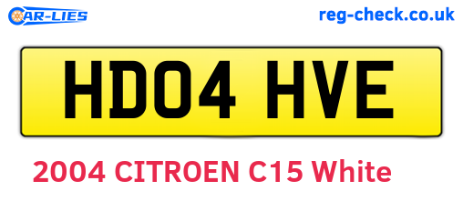 HD04HVE are the vehicle registration plates.