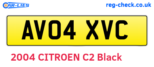 AV04XVC are the vehicle registration plates.