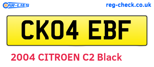 CK04EBF are the vehicle registration plates.