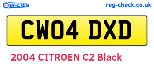 CW04DXD are the vehicle registration plates.