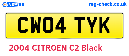 CW04TYK are the vehicle registration plates.