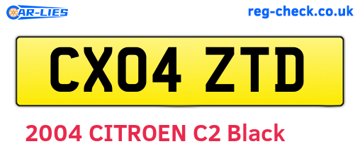 CX04ZTD are the vehicle registration plates.