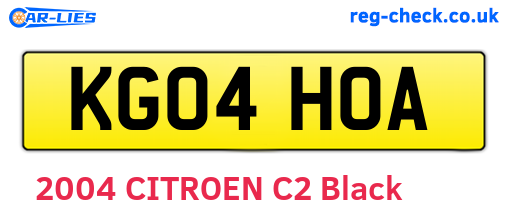 KG04HOA are the vehicle registration plates.