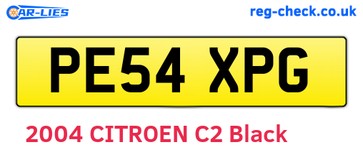 PE54XPG are the vehicle registration plates.