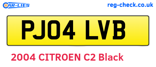 PJ04LVB are the vehicle registration plates.