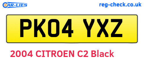 PK04YXZ are the vehicle registration plates.