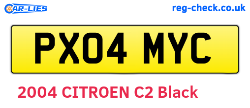PX04MYC are the vehicle registration plates.