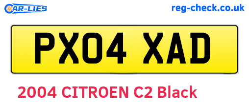 PX04XAD are the vehicle registration plates.