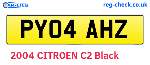 PY04AHZ are the vehicle registration plates.