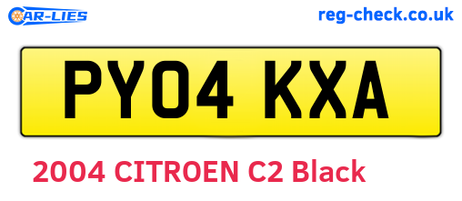 PY04KXA are the vehicle registration plates.