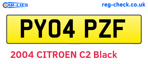 PY04PZF are the vehicle registration plates.