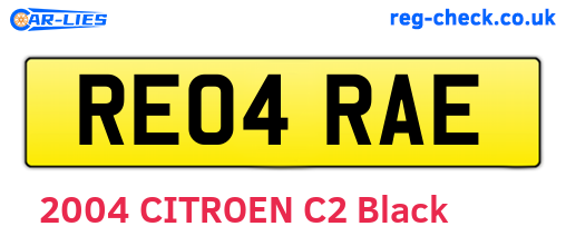 RE04RAE are the vehicle registration plates.
