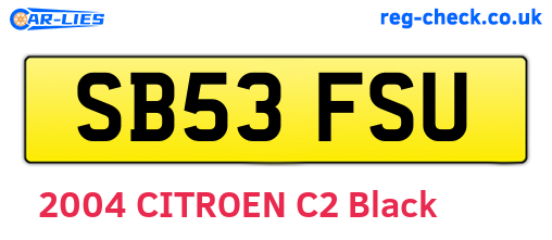 SB53FSU are the vehicle registration plates.
