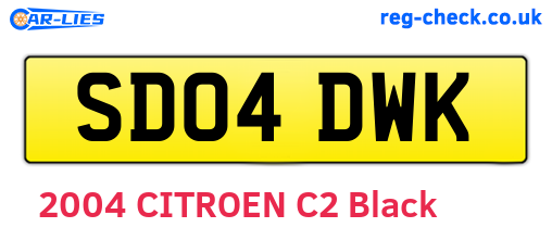 SD04DWK are the vehicle registration plates.