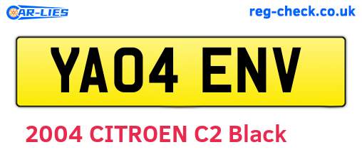 YA04ENV are the vehicle registration plates.