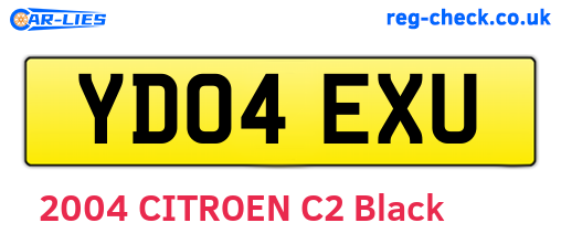 YD04EXU are the vehicle registration plates.