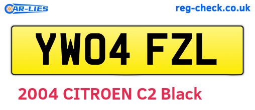 YW04FZL are the vehicle registration plates.
