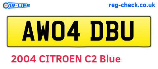 AW04DBU are the vehicle registration plates.