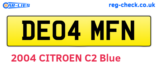 DE04MFN are the vehicle registration plates.