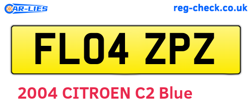 FL04ZPZ are the vehicle registration plates.