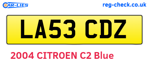 LA53CDZ are the vehicle registration plates.