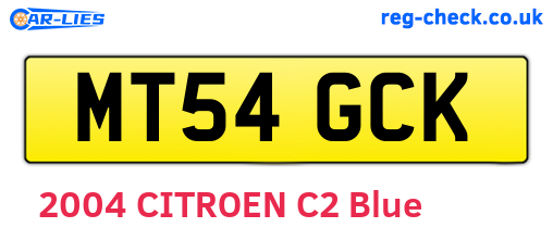 MT54GCK are the vehicle registration plates.